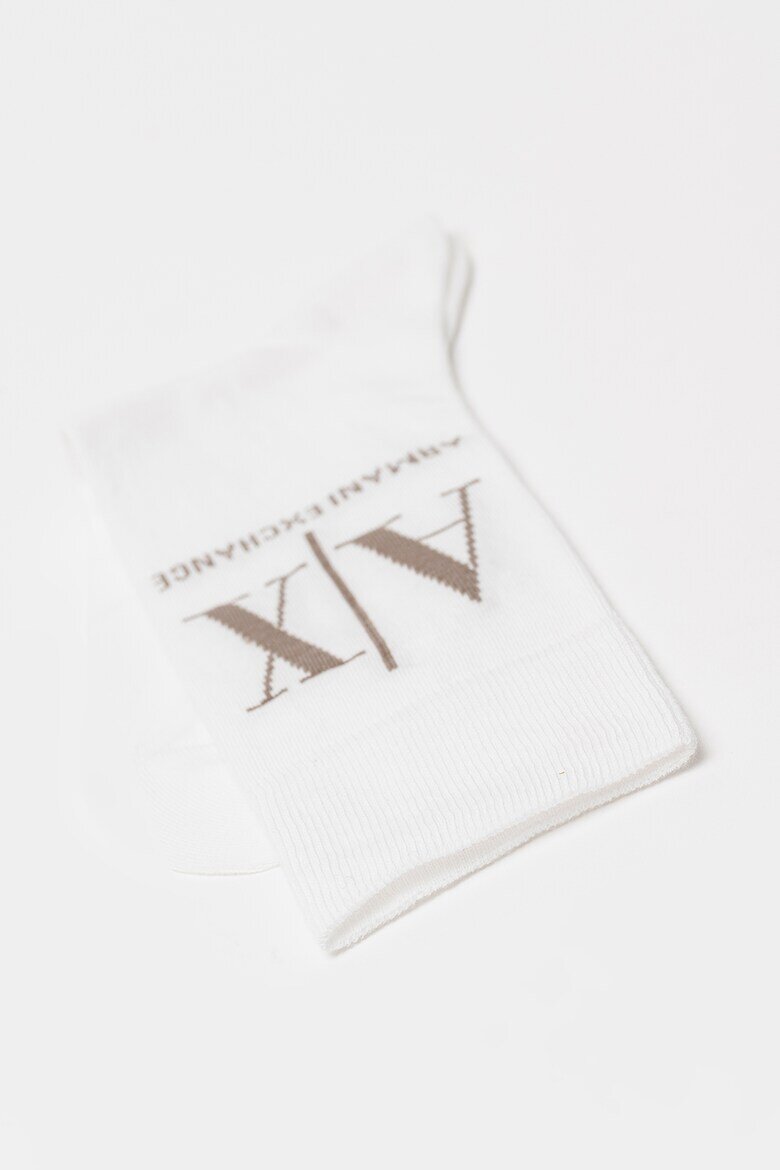 ARMANI EXCHANGE Дълги чорапи с лого Бял/Сиво-кафяв