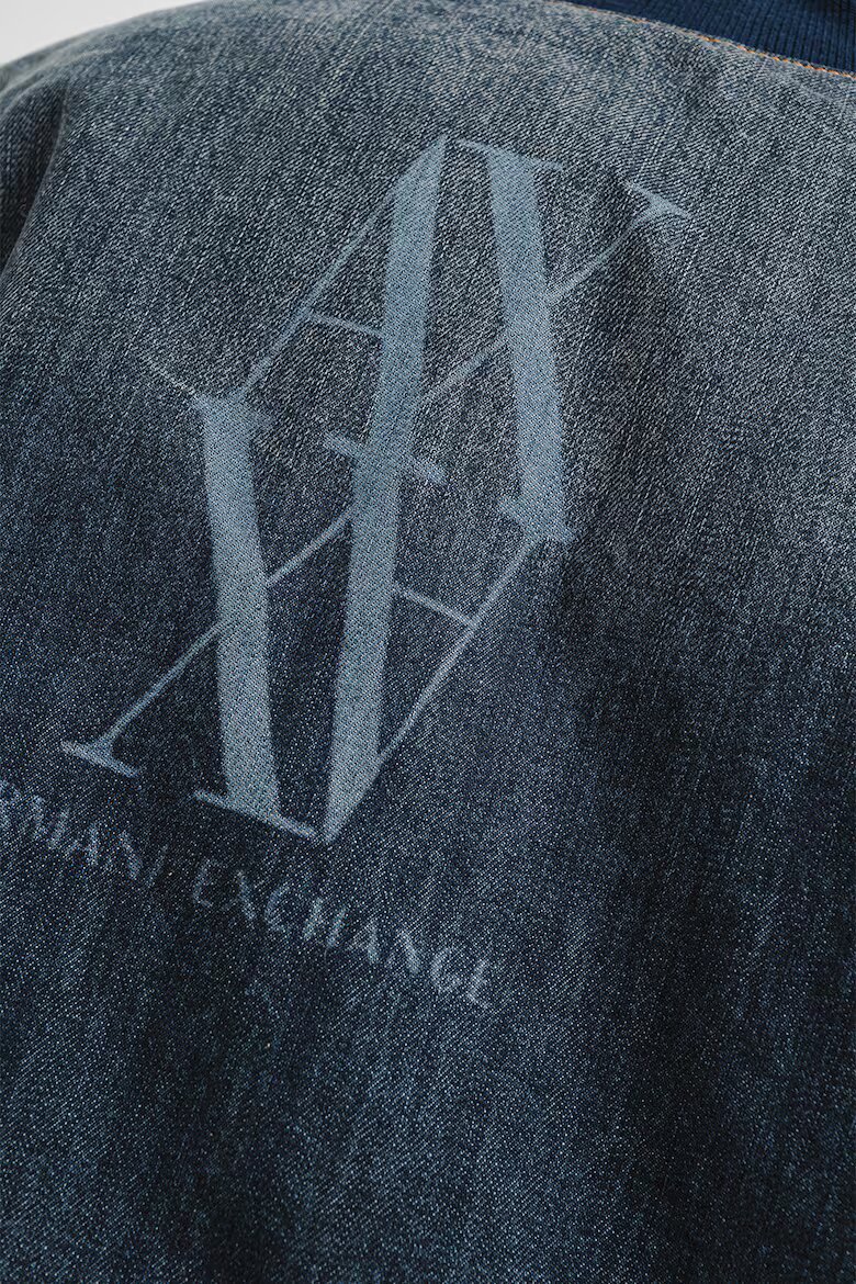 ARMANI EXCHANGE Дънково яке бомбър с лого и паднали ръкави - Син