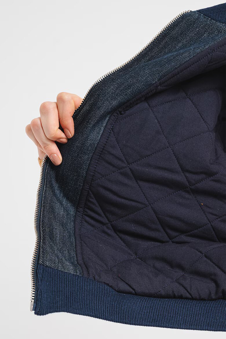 ARMANI EXCHANGE Дънково яке бомбър с лого и паднали ръкави - Син