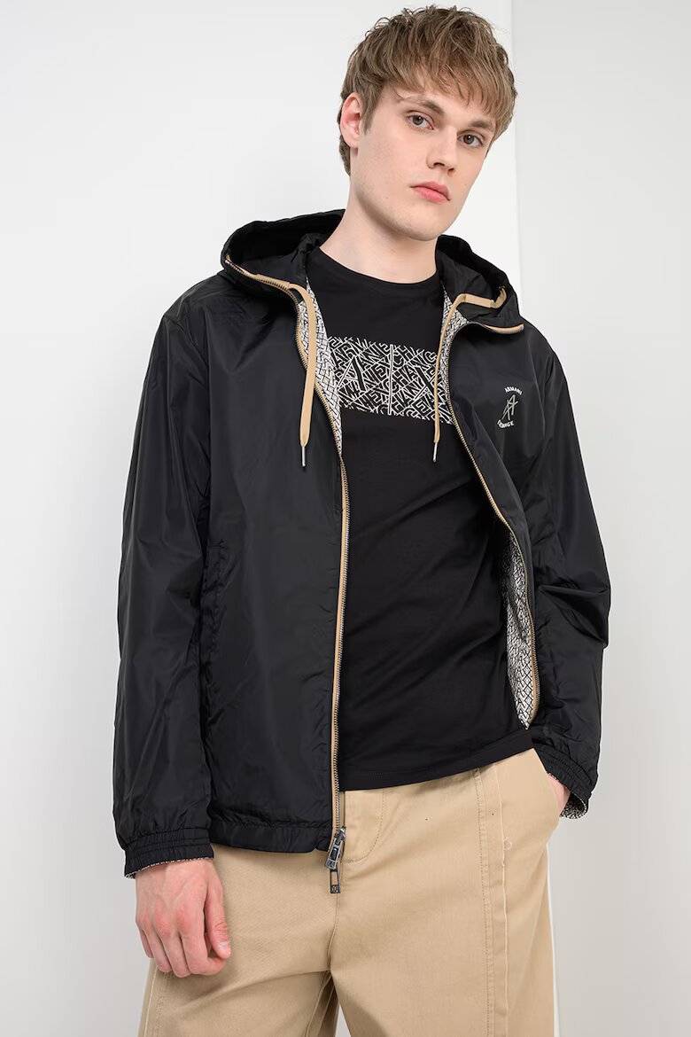 ARMANI EXCHANGE Двулицево яке с качулка Слонова кост/Черен/Каки
