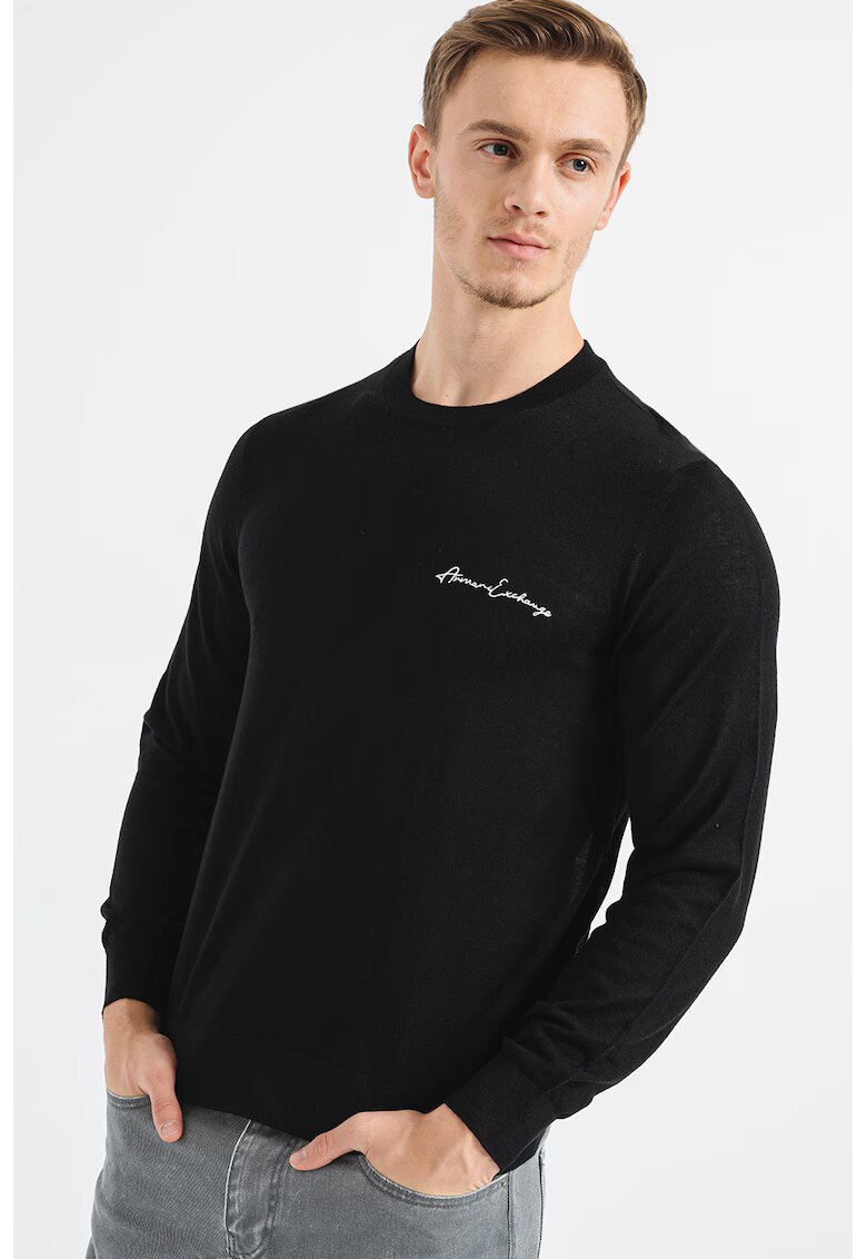 ARMANI EXCHANGE Фино плетен пуловер с вълна