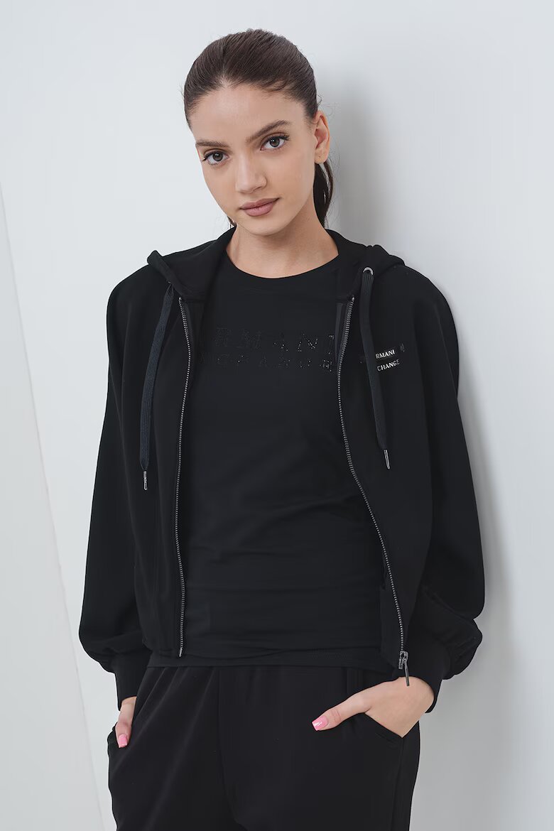 ARMANI EXCHANGE Худи с цип и лого Черен