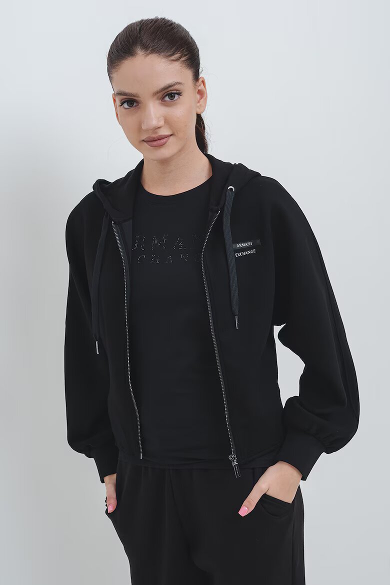 ARMANI EXCHANGE Худи с цип и лого Черен