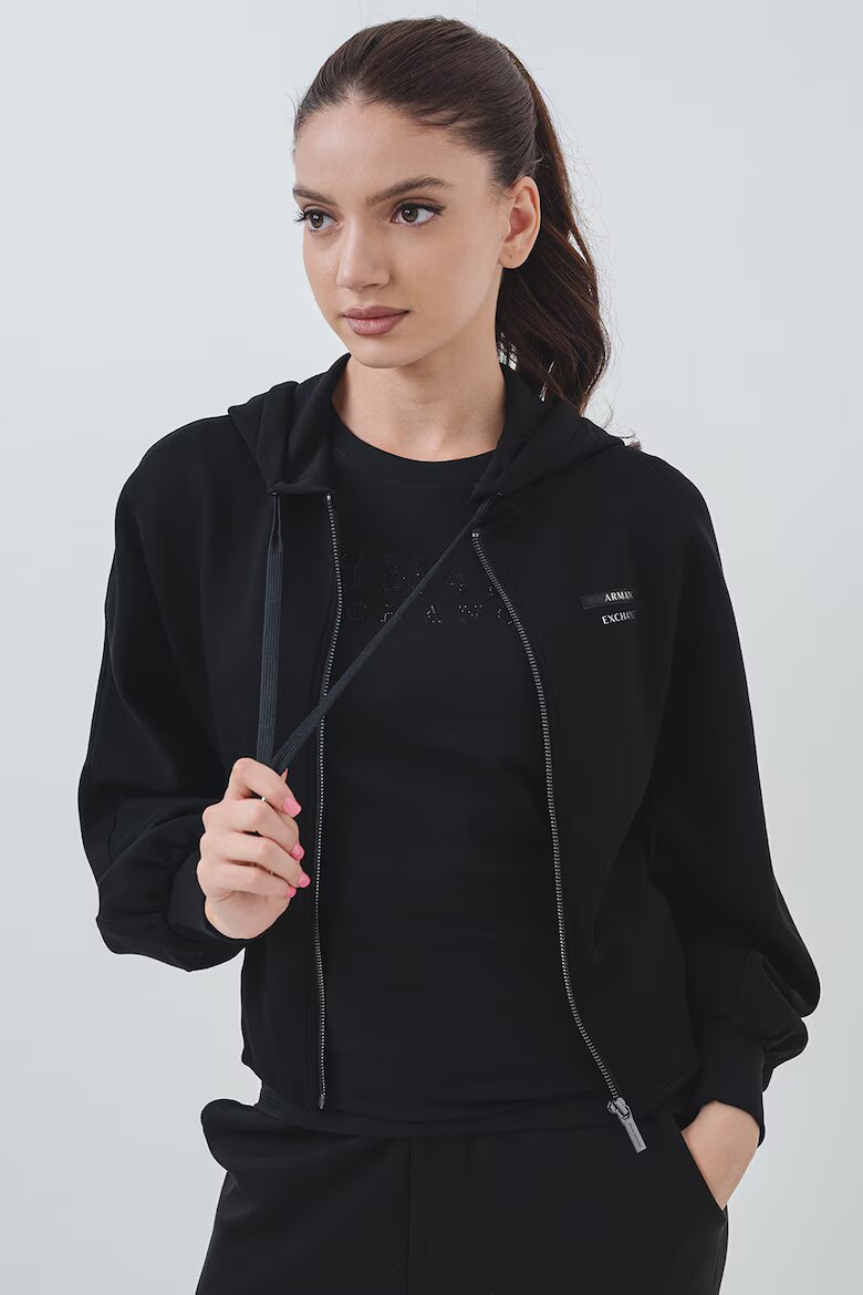 ARMANI EXCHANGE Худи с цип и лого Черен