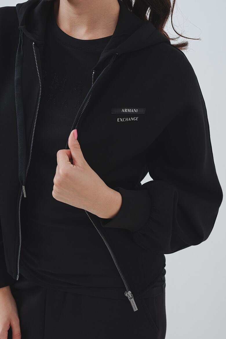 ARMANI EXCHANGE Худи с цип и лого Черен
