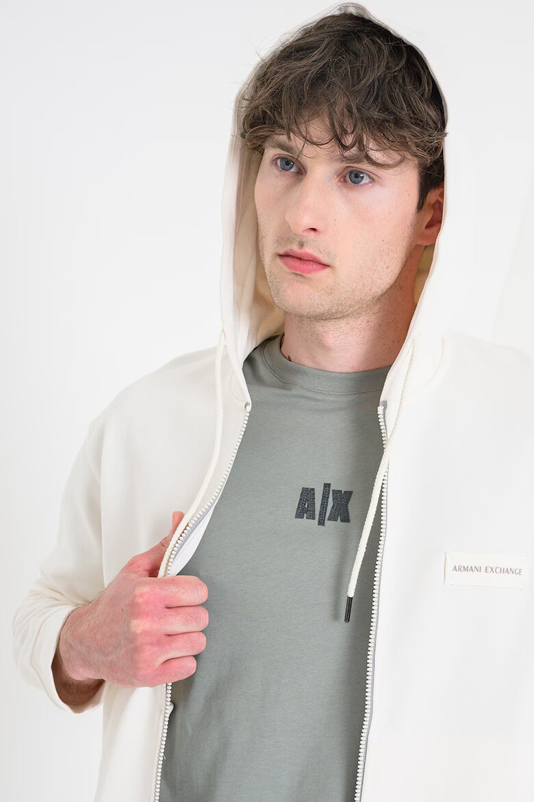 ARMANI EXCHANGE Худи с цип и лого Мръснобял