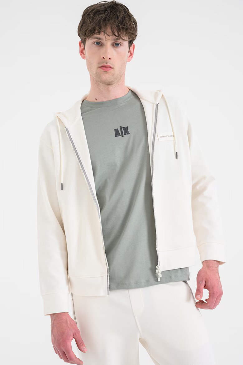 ARMANI EXCHANGE Худи с цип и лого Мръснобял