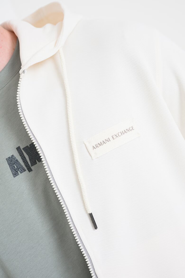 ARMANI EXCHANGE Худи с цип и лого Мръснобял