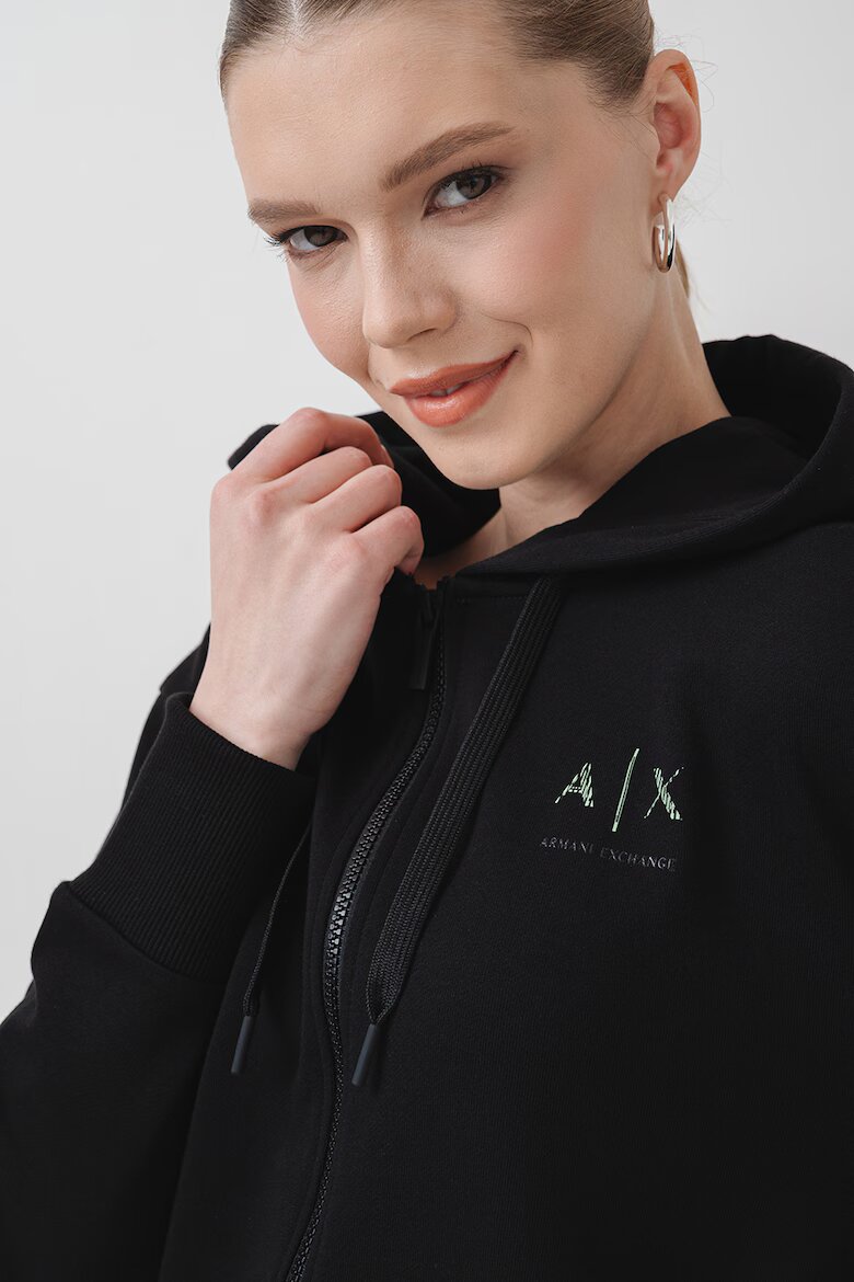 ARMANI EXCHANGE Худи с цип и паднали ръкави Черен