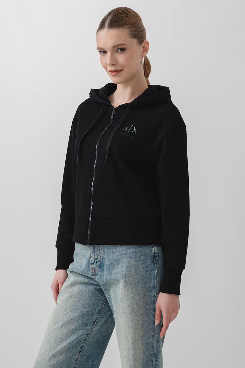 ARMANI EXCHANGE Худи с цип и паднали ръкави Черен