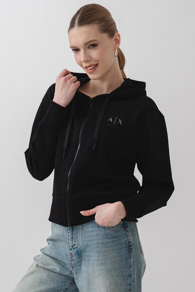 ARMANI EXCHANGE Худи с цип и паднали ръкави Черен