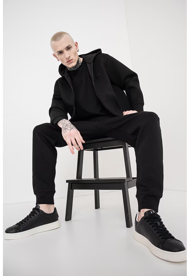 ARMANI EXCHANGE Худи с цип и пришито лого - Черен