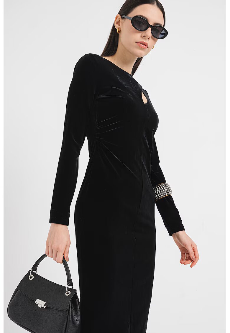 ARMANI EXCHANGE Кадифена рокля по тялото с отвори