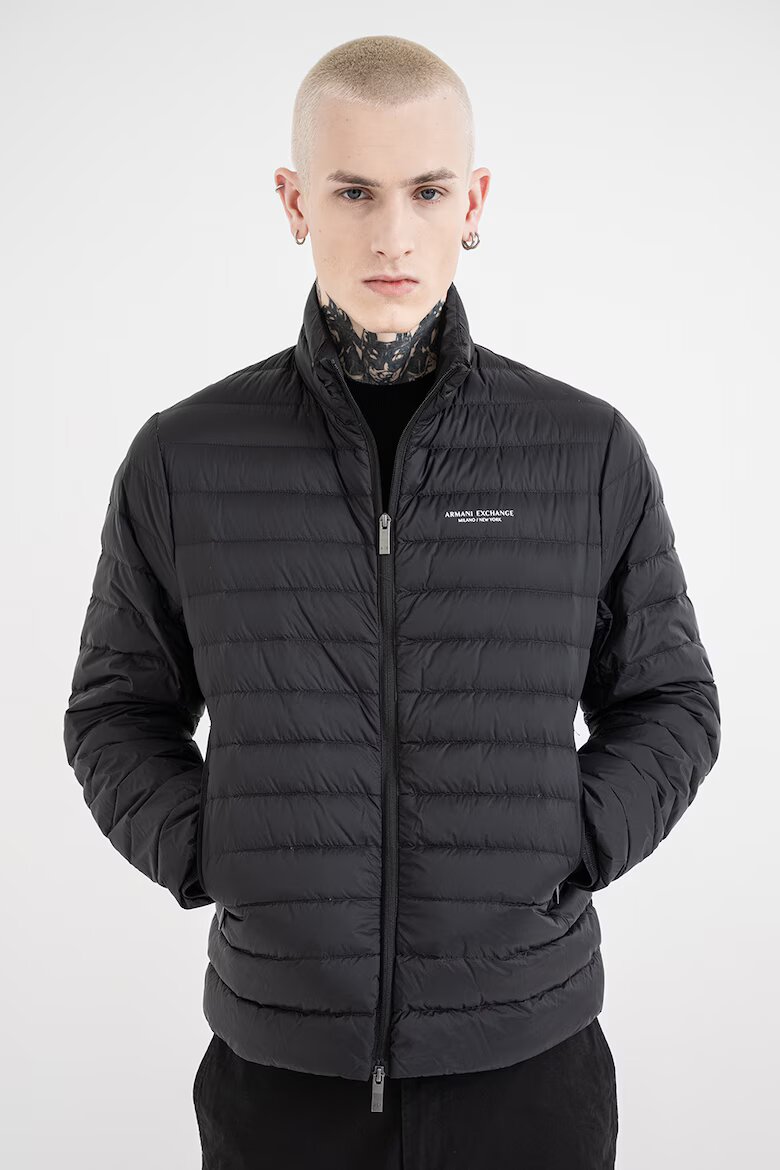ARMANI EXCHANGE Капитонирано яке с цип Черен