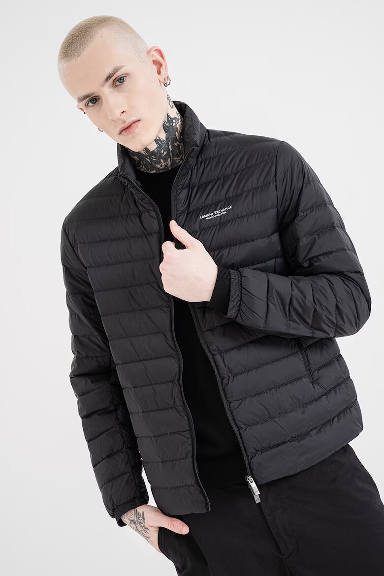 ARMANI EXCHANGE Капитонирано яке с цип Черен