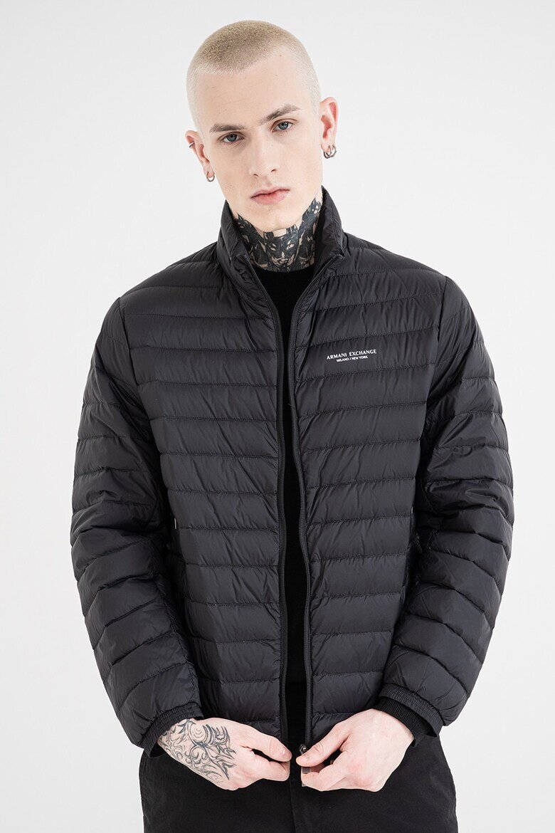 ARMANI EXCHANGE Капитонирано яке с цип Черен