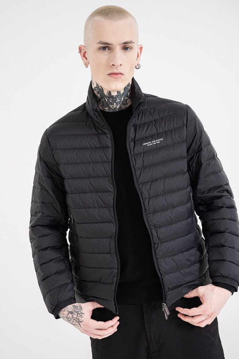 ARMANI EXCHANGE Капитонирано яке с цип Черен