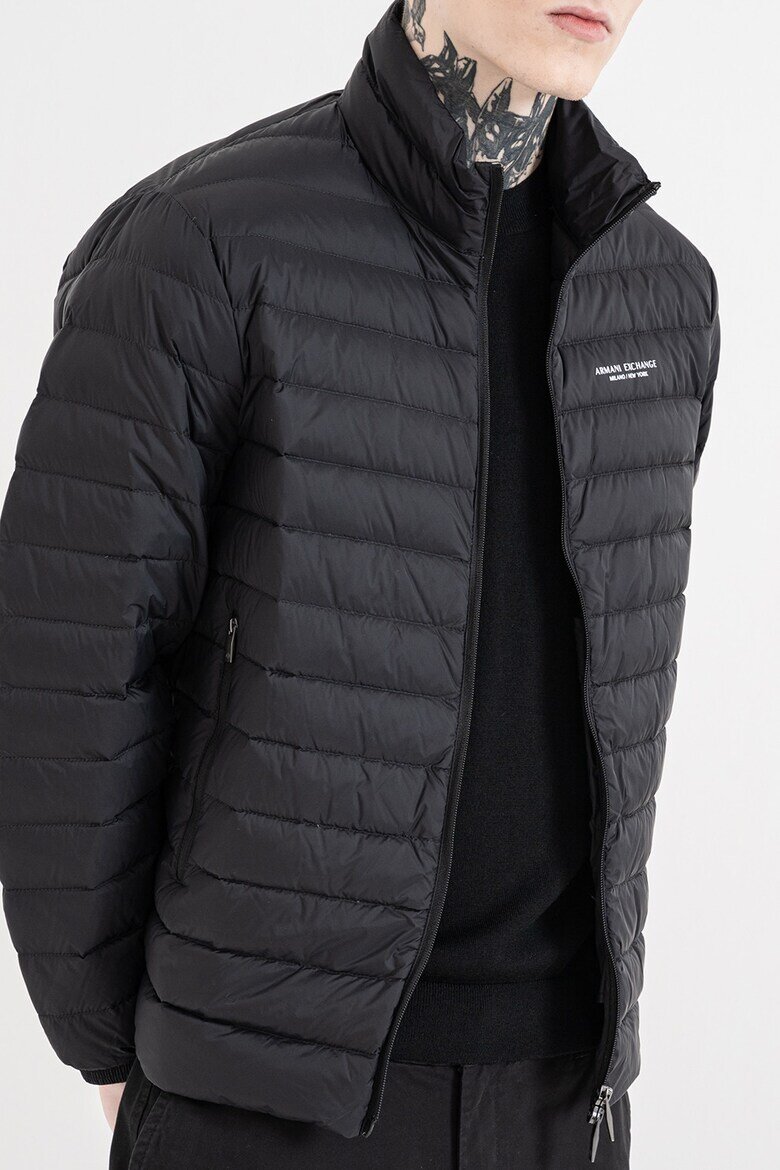 ARMANI EXCHANGE Капитонирано яке с цип Черен