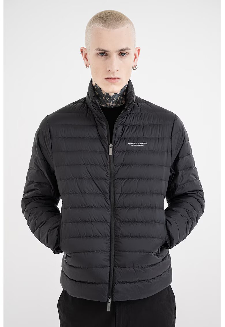 ARMANI EXCHANGE Капитонирано яке с цип - Черен