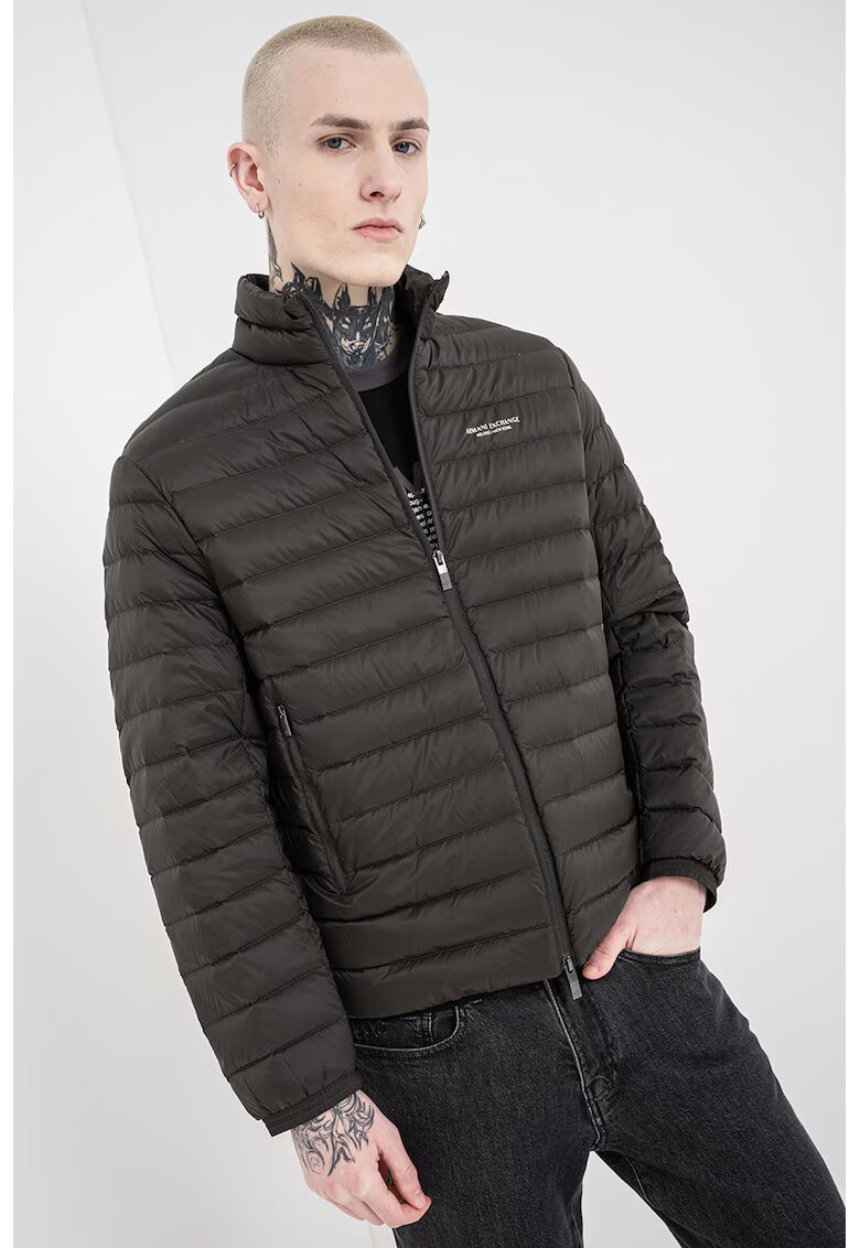 ARMANI EXCHANGE Капитонирано яке с цип - Тъмно каки