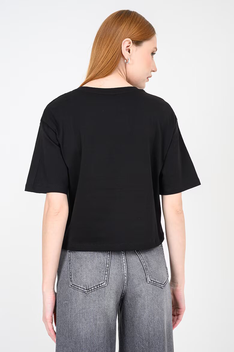 ARMANI EXCHANGE Къса памучна тениска с лого Черен