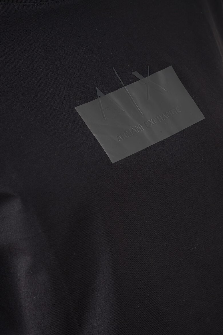 ARMANI EXCHANGE Къса памучна тениска с лого Черен