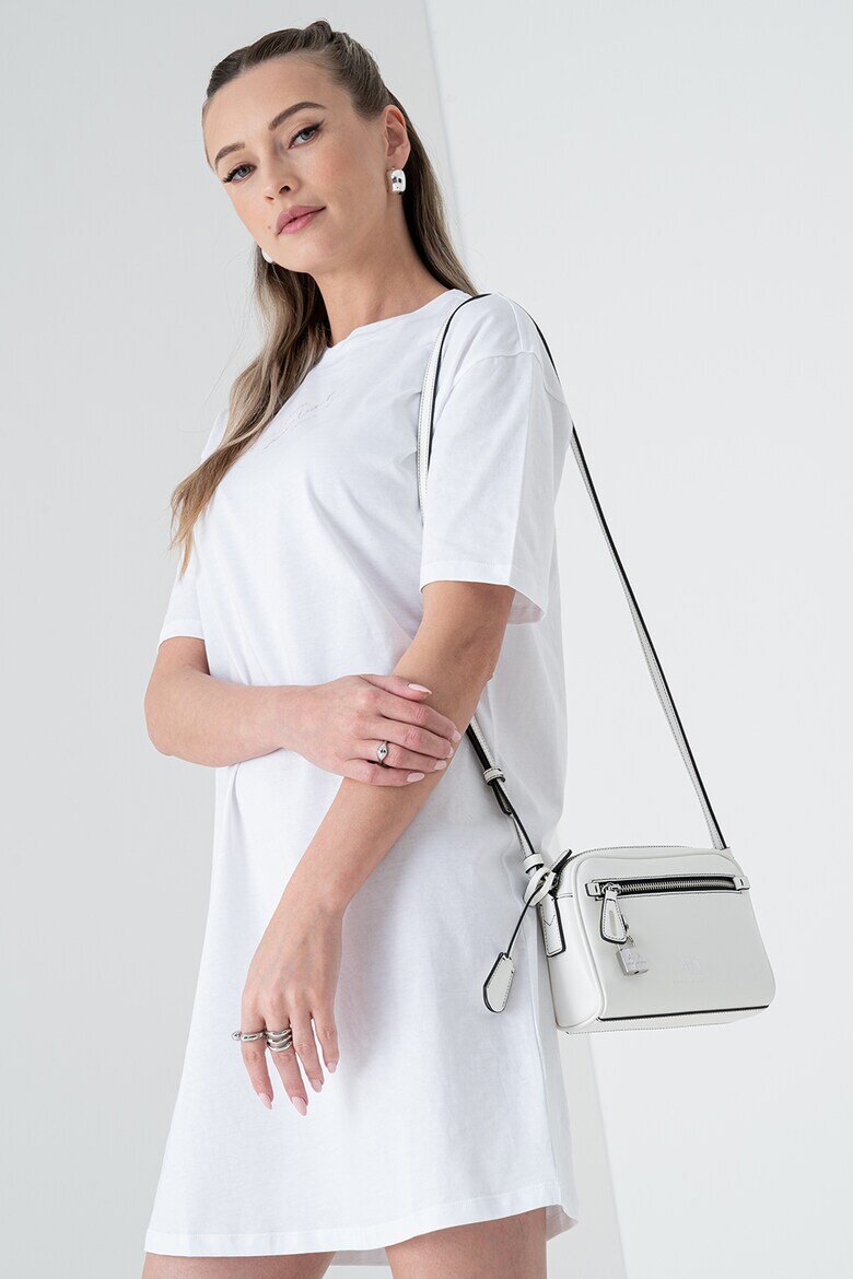 ARMANI EXCHANGE Къса рокля тип тениска с лого Бял/Жълт/Сребрист