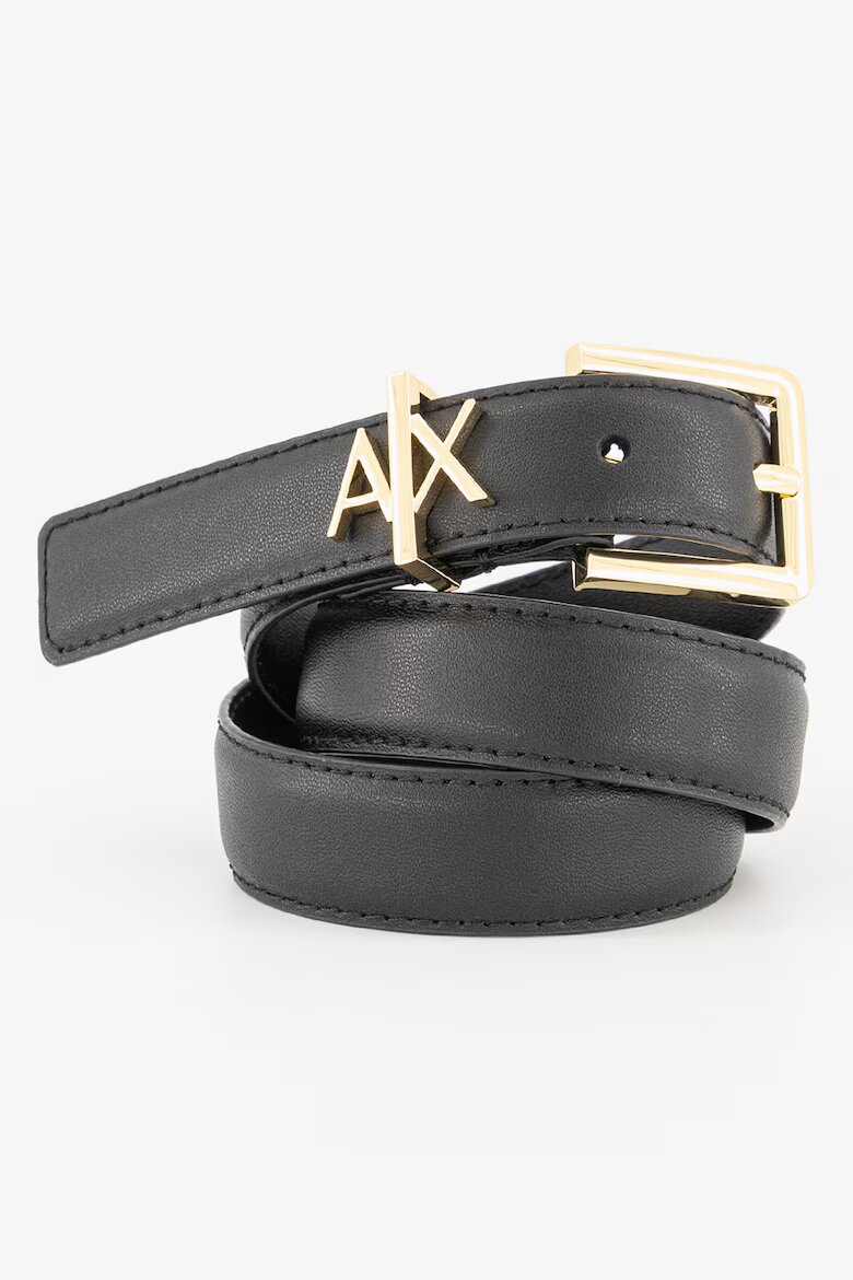 ARMANI EXCHANGE Кожен колан с метално лого Черен