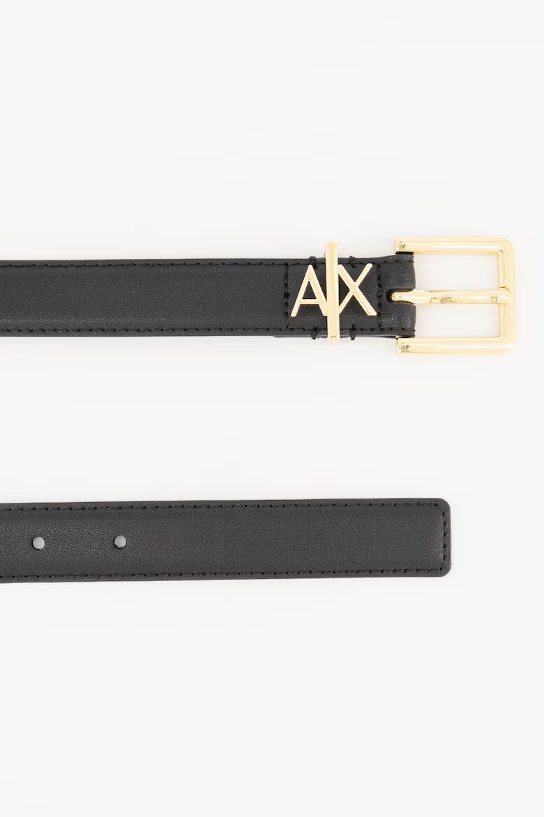ARMANI EXCHANGE Кожен колан с метално лого Черен