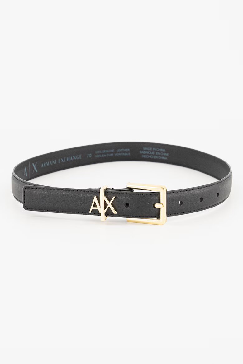 ARMANI EXCHANGE Кожен колан с метално лого Черен
