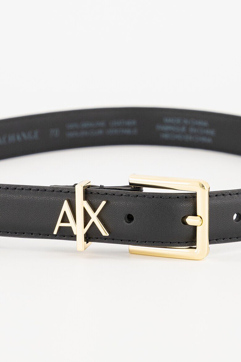 ARMANI EXCHANGE Кожен колан с метално лого Черен