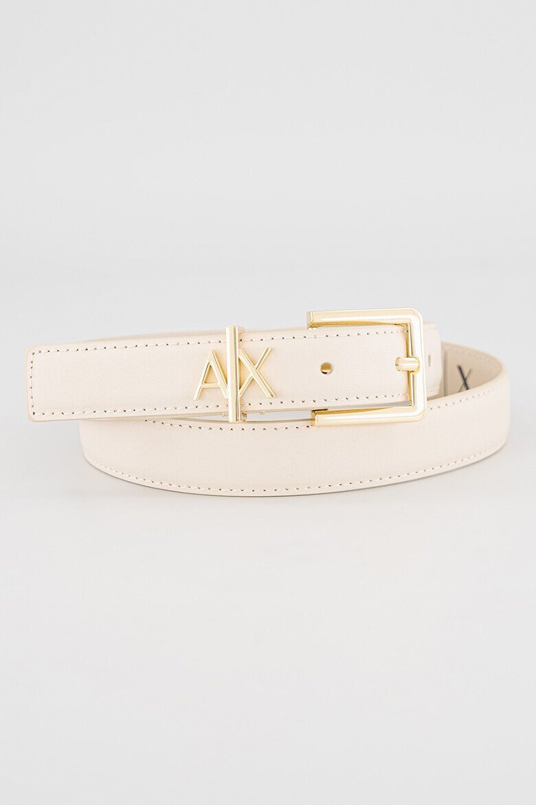ARMANI EXCHANGE Кожен колан с метално лого Черен/Бежов