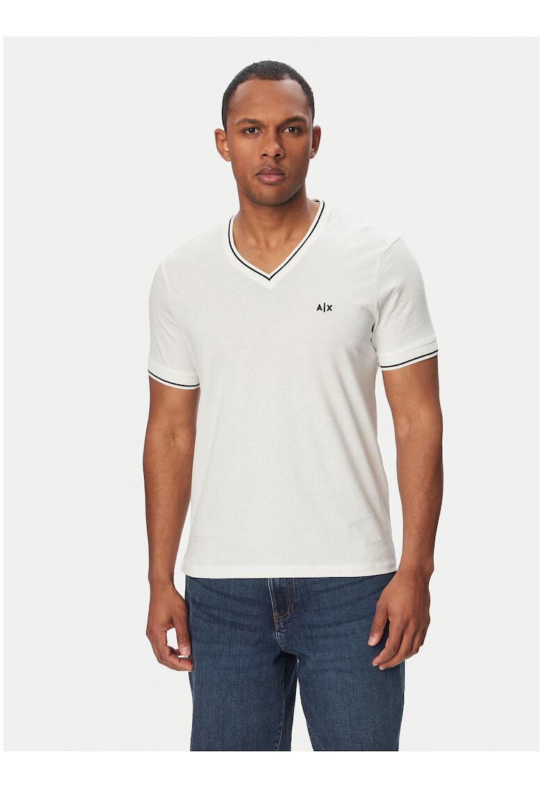 ARMANI EXCHANGE Мъжка тениска - бяла - памук - стандартна кройка