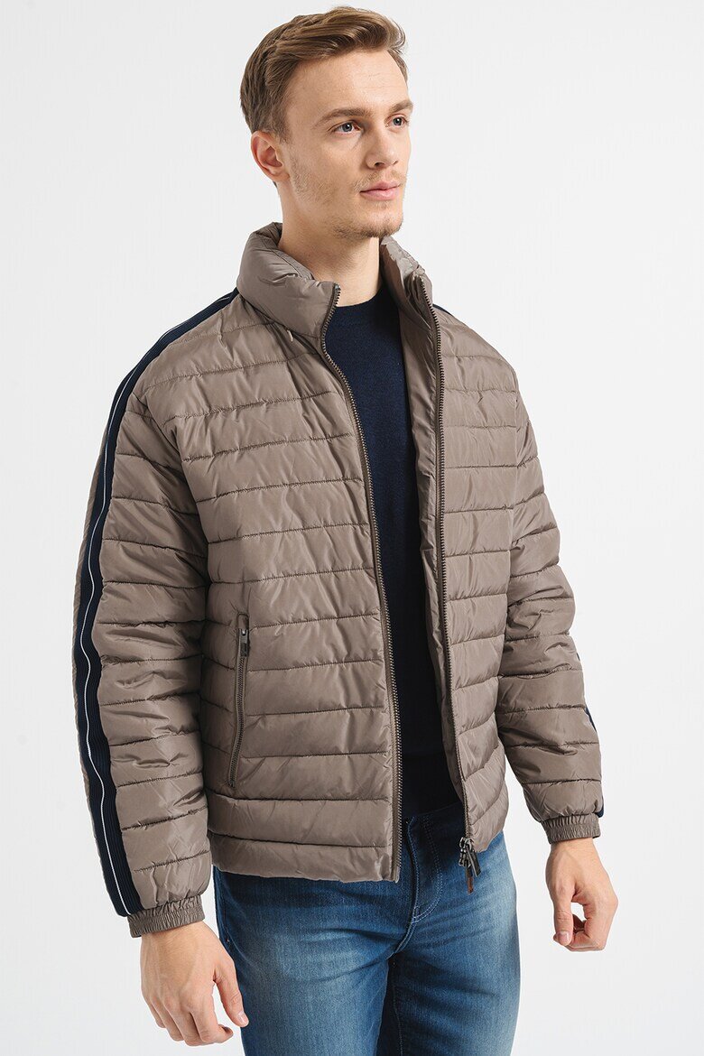 ARMANI EXCHANGE Олекотено яке с джобове с цип Сиво-кафяв/Тъмносин