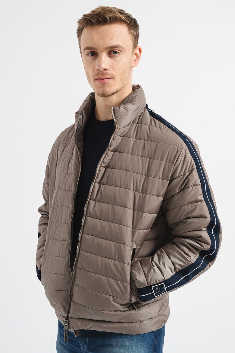 ARMANI EXCHANGE Олекотено яке с джобове с цип Сиво-кафяв/Тъмносин