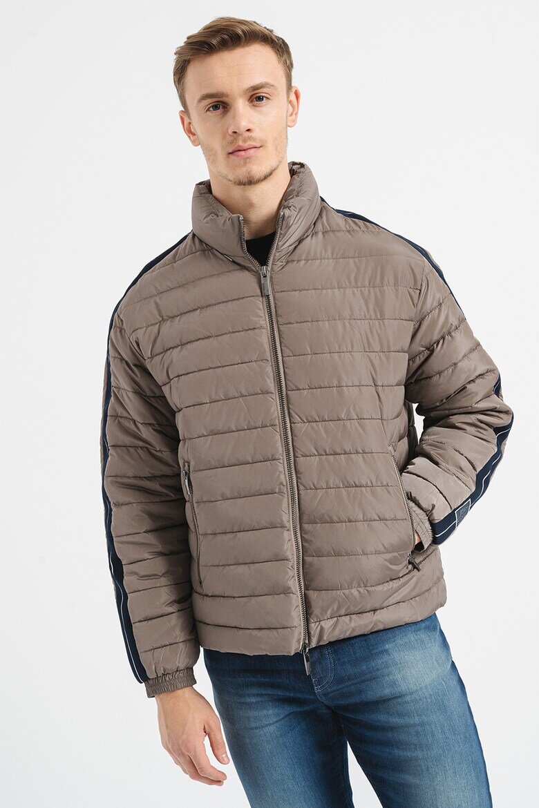 ARMANI EXCHANGE Олекотено яке с джобове с цип Сиво-кафяв/Тъмносин