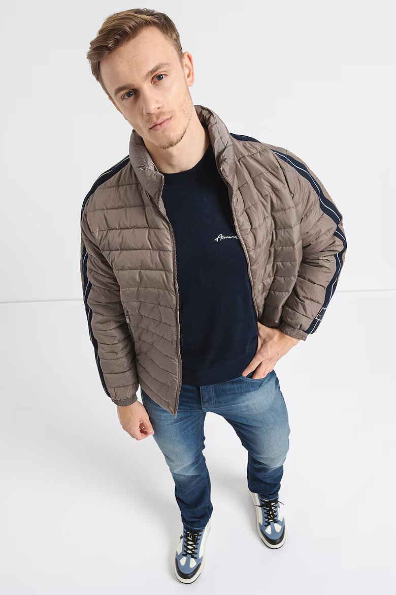 ARMANI EXCHANGE Олекотено яке с джобове с цип Сиво-кафяв/Тъмносин