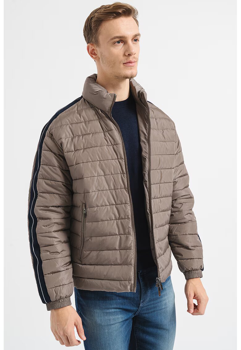 ARMANI EXCHANGE Олекотено яке с джобове с цип - Сиво-кафяв/Тъмносин