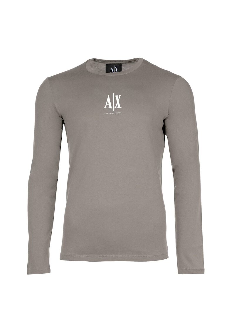 ARMANI EXCHANGE Памучна блуза с лого - Бежов