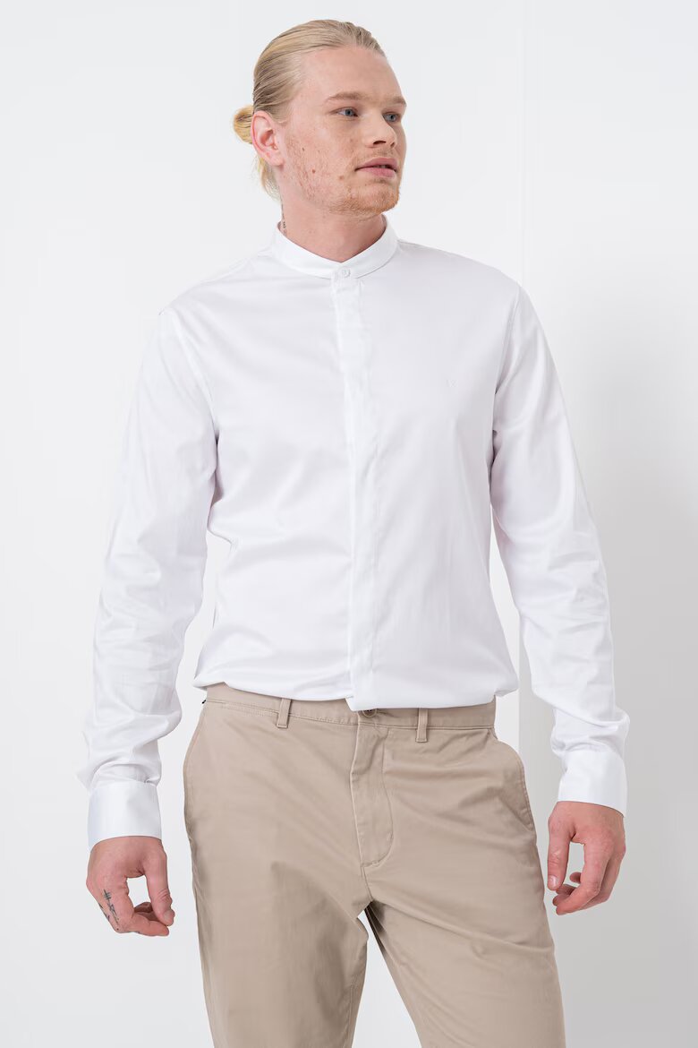 ARMANI EXCHANGE Памучна риза с яка Henley Бял