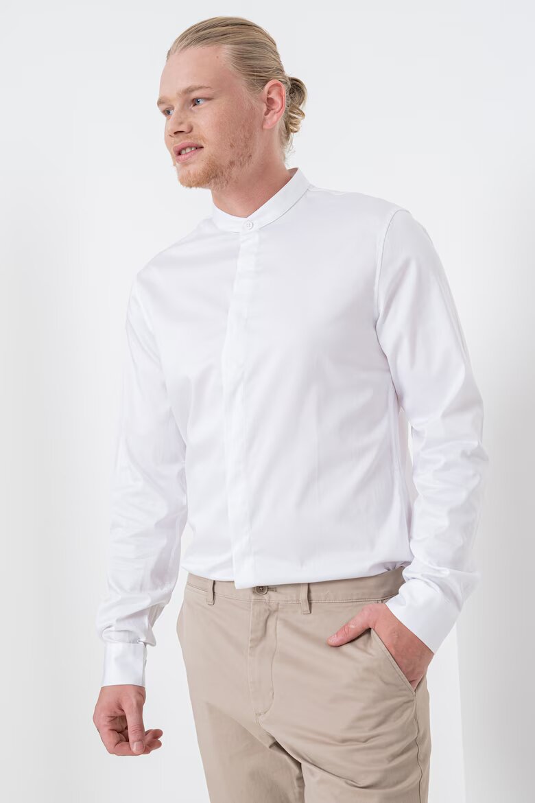 ARMANI EXCHANGE Памучна риза с яка Henley Бял