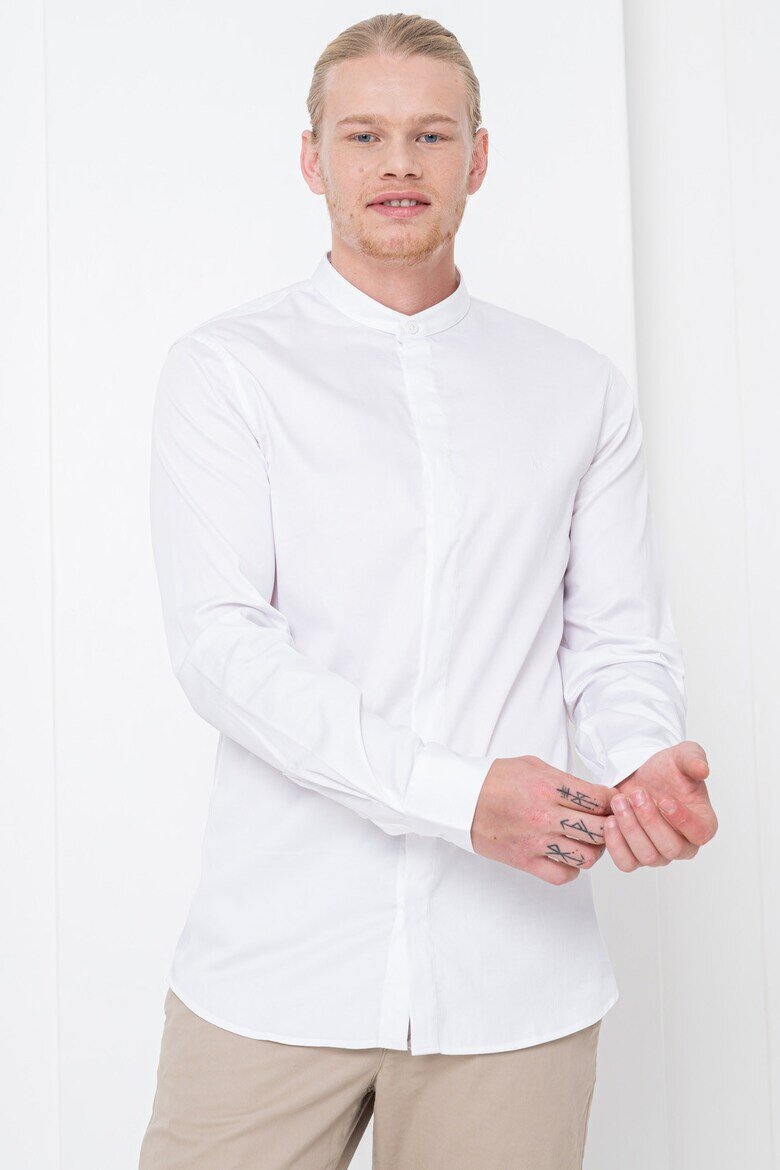 ARMANI EXCHANGE Памучна риза с яка Henley Бял