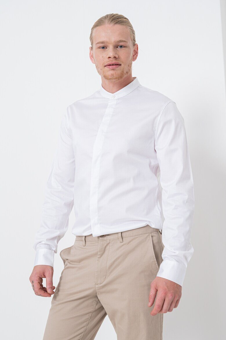 ARMANI EXCHANGE Памучна риза с яка Henley Бял