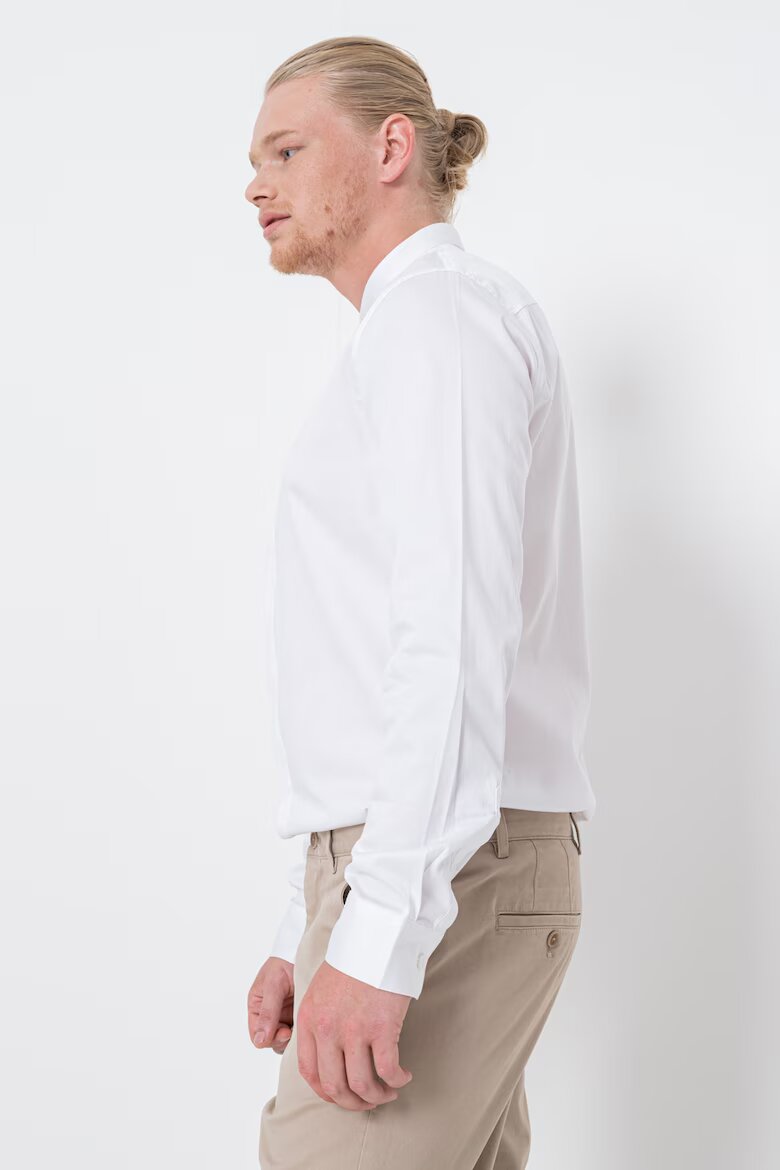 ARMANI EXCHANGE Памучна риза с яка Henley Бял