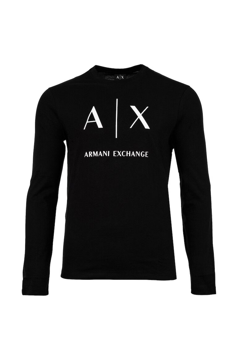 ARMANI EXCHANGE Памучна слим блуза с лого Черен