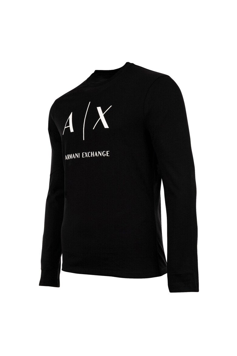 ARMANI EXCHANGE Памучна слим блуза с лого Черен