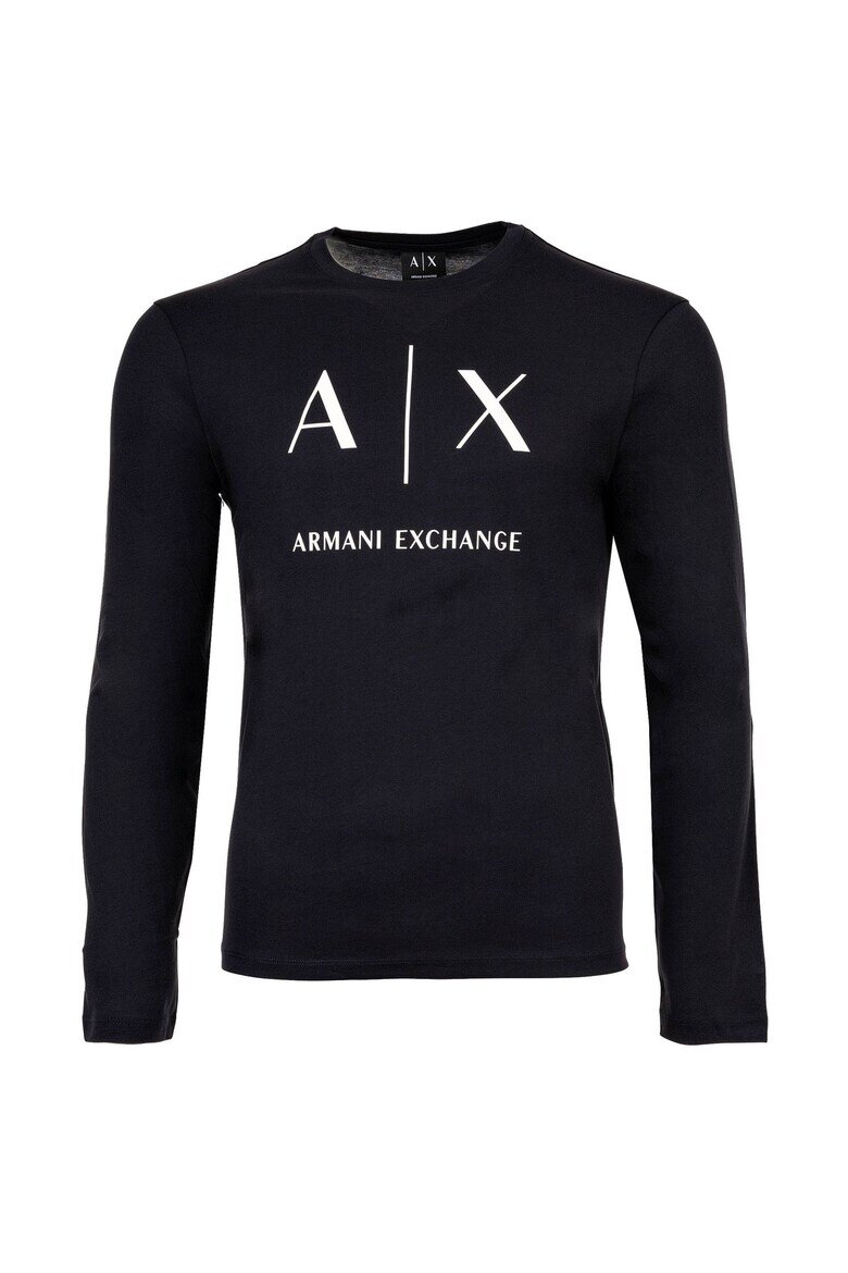 ARMANI EXCHANGE Памучна слим блуза с лого Тъмносин