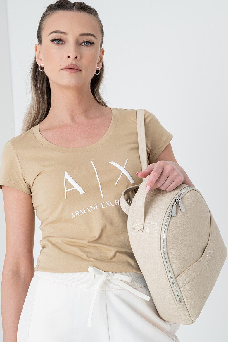 ARMANI EXCHANGE Памучна слим тениска Камел