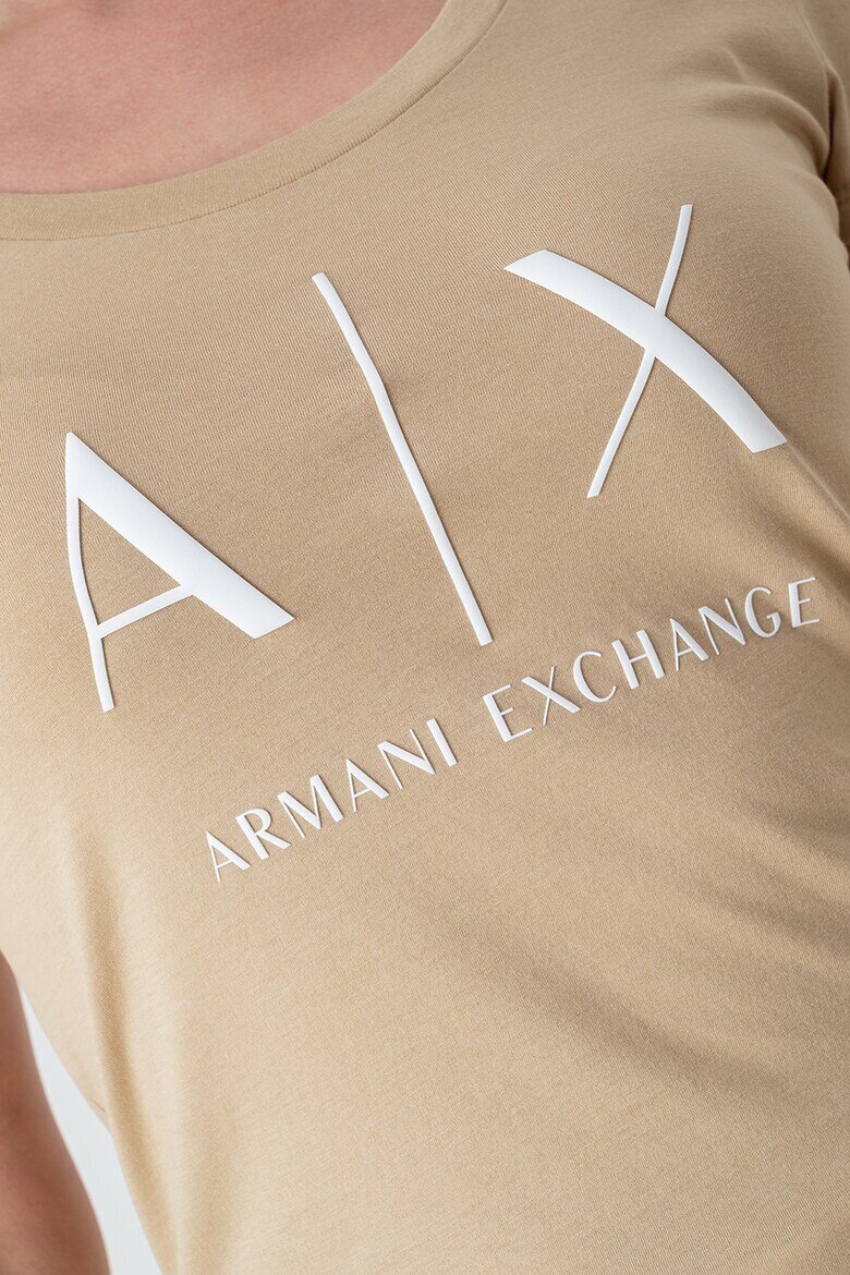 ARMANI EXCHANGE Памучна слим тениска Камел