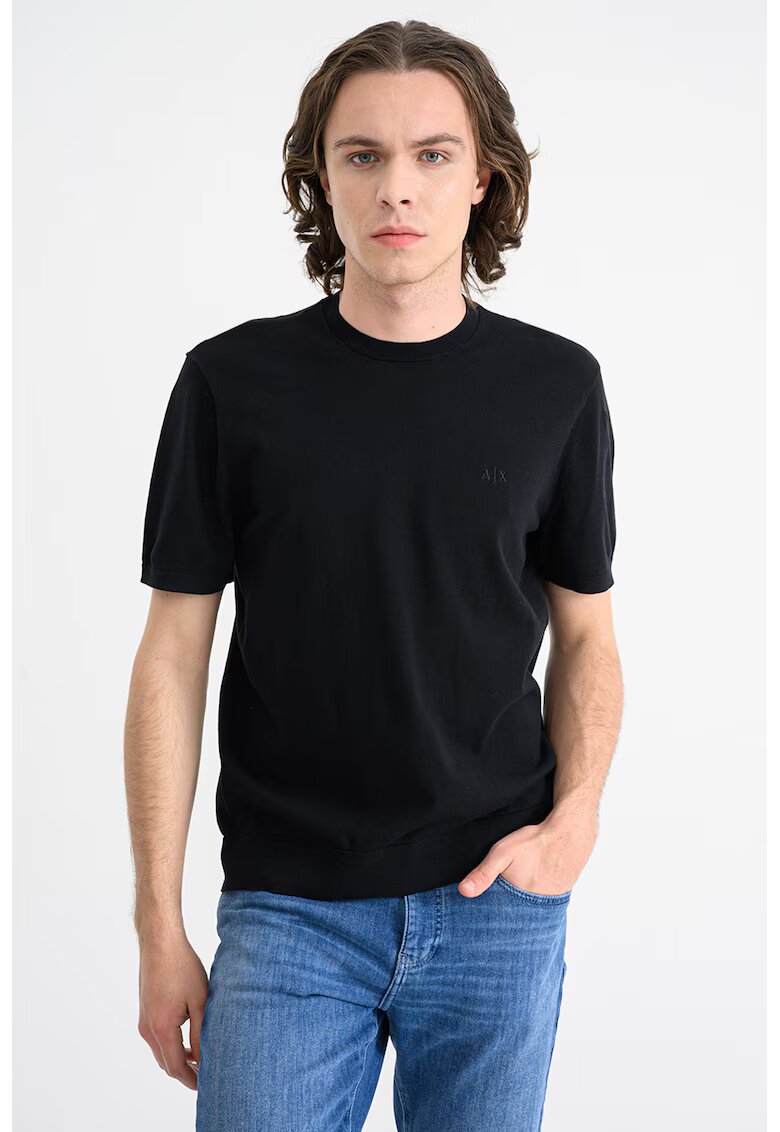 ARMANI EXCHANGE Памучна тениска с овално деколте